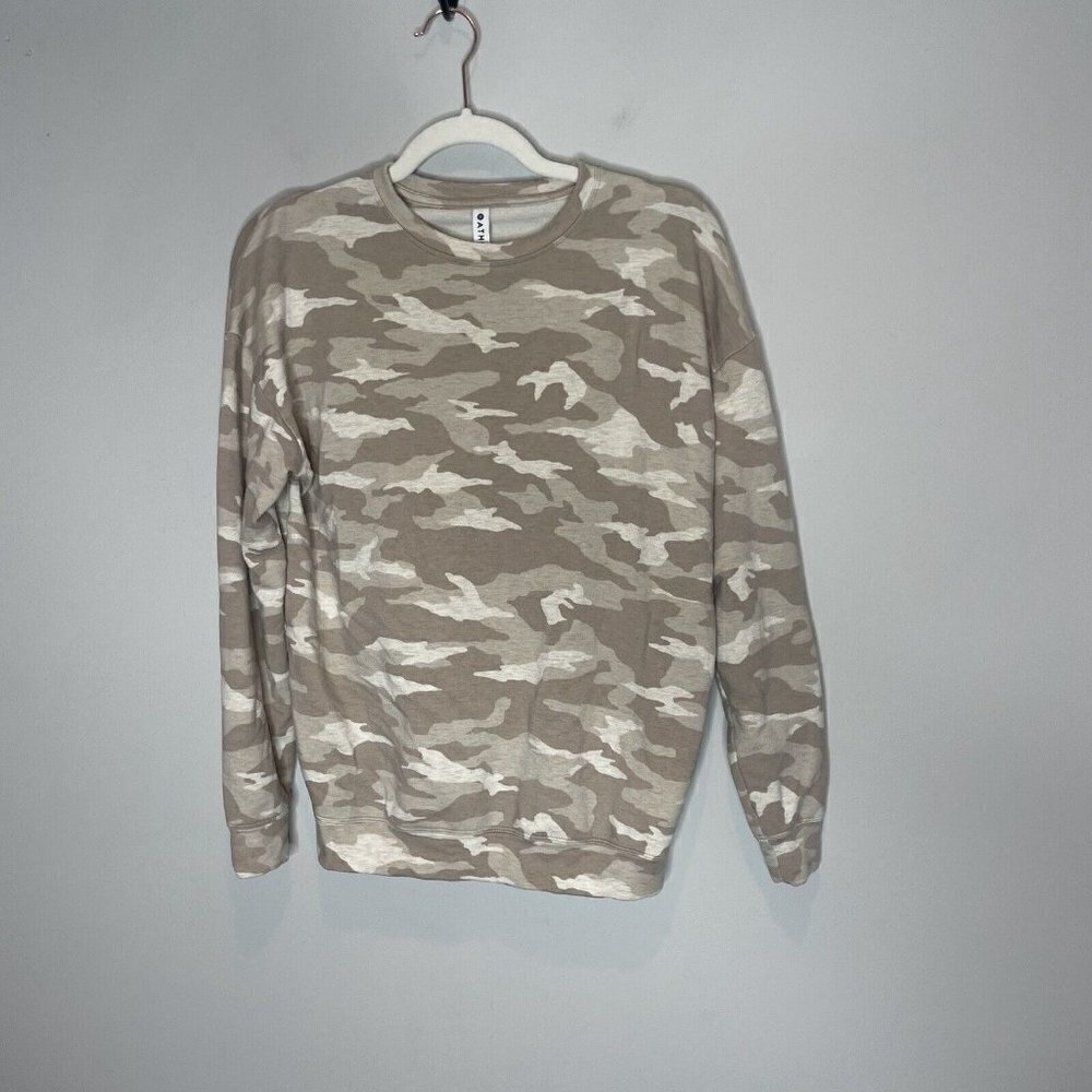 Athleta Coaster Luxe Sweatshirt Camo Tan Size XS - Picture 2 of 9